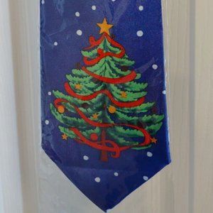 It’s In The Bag Royal Blue Single Vibrant Christmas Tree and Snow Neck Tie 56"